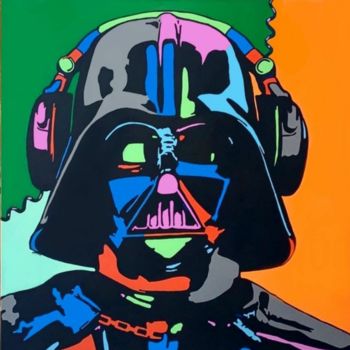 Painting titled "Darth Vader арт кар…" by Marina Nikitina, Original Artwork, Acrylic Mounted on Wood Stretcher frame