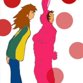 Dibujo titulada "mon gros lapin" por Marya Da Pena, Obra de arte original