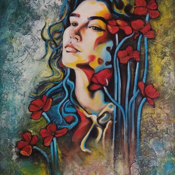 Картина под названием "You Are a Flower am…" - Maryam M Ahmed, Подлинное произведение искусства, Масло