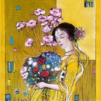 Peinture intitulée "Golden Garden" par Maryam M Ahmed, Œuvre d'art originale, Huile