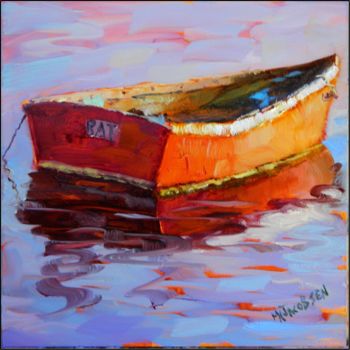 Painting titled "Rat Boat Reflections" by Maryanne Jacobsen, Original Artwork, Oil
