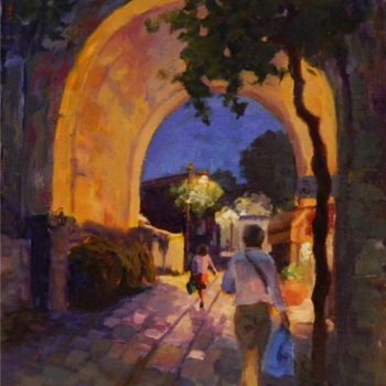Peinture intitulée "Amalfi Coast Evening" par Maryanne Jacobsen, Œuvre d'art originale, Huile