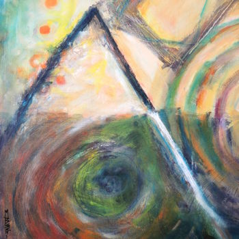 Painting titled "Triangles and Squar…" by Mary Schiros, Original Artwork, Oil
