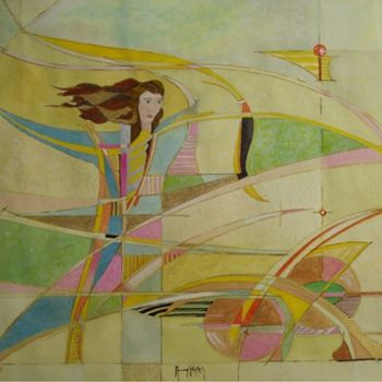 Malerei mit dem Titel "Against the wind" von Yorgos Maryelis, Original-Kunstwerk, Andere