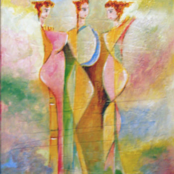 Peinture intitulée "TROIS GRÂCES 1" par Yorgos Maryelis, Œuvre d'art originale, Acrylique