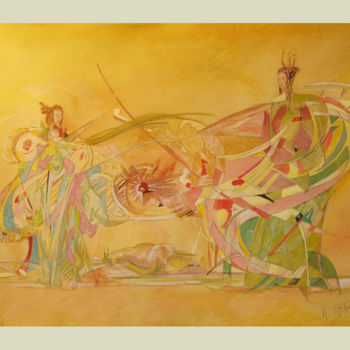 Peinture intitulée "THE BATTLE" par Yorgos Maryelis, Œuvre d'art originale, Tempera