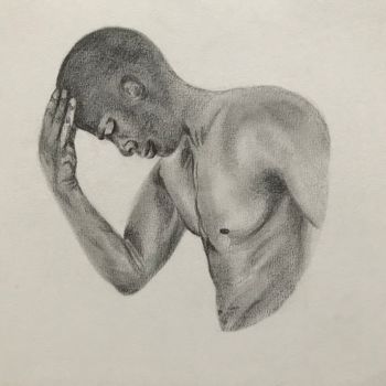 Drawing titled "Penseur" by Mary-Eve Ignatowicz, Original Artwork, Pencil