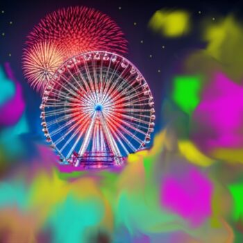 Digital Arts titled "Carousel in colors" by Mary Gov, Original Artwork, AI generated image