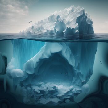 Цифровое искусство под названием "Iceberg in the ocea…" - Mary Gov, Подлинное произведение искусства, Цифровая живопись