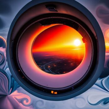 Digital Arts titled "Sunset from the sky…" by Mary Gov, Original Artwork, AI generated image