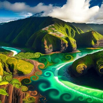 Digital Arts titled "Madeira is a river…" by Mary Gov, Original Artwork, Digital Painting
