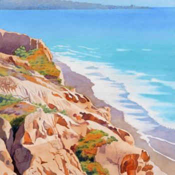 Картина под названием "Cliffs at Torrey Pi…" - Mary Helmreich, Подлинное произведение искусства