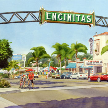 Malerei mit dem Titel "Encinitas California" von Mary Helmreich, Original-Kunstwerk