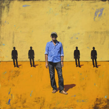 Картина под названием "Passage horizontal…" - Marylin Cavin, Подлинное произведение искусства, Акрил Установлен на Деревянна…