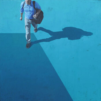 Peinture intitulée "Bleu en partage" par Marylin Cavin, Œuvre d'art originale, Acrylique Monté sur Châssis en bois