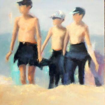 Pintura titulada "Graines De Surfeurs" por Maryline Mercier, Obra de arte original, Oleo Montado en Bastidor de camilla de m…