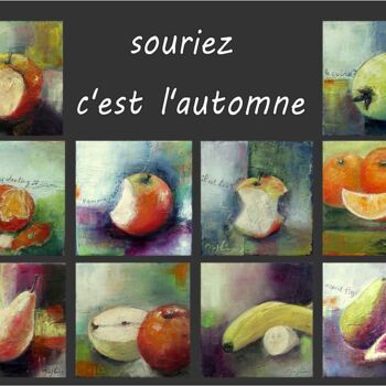 Painting titled "fruits-d-automne-x1…" by Maryline Mercier, Original Artwork