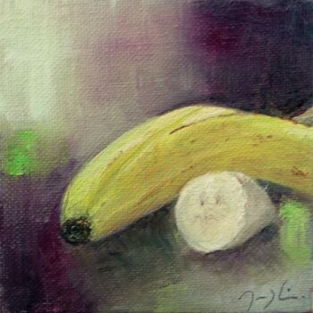 Painting titled "La banane" by Maryline Mercier, Original Artwork, Oil