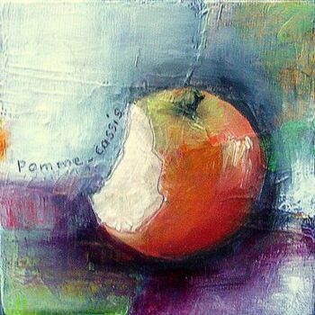 Painting titled "Pomme Cassis" by Maryline Mercier, Original Artwork, Oil