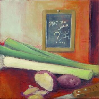 Schilderij getiteld "Potage" door Maryline Mercier, Origineel Kunstwerk, Olie