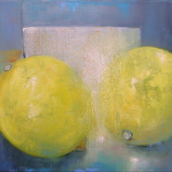「Two Lemon」というタイトルの絵画 Maryline Mercierによって, オリジナルのアートワーク, オイル