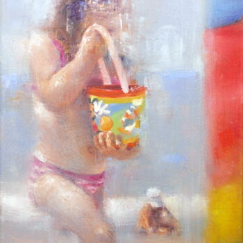 Pintura intitulada "Les vacances de Mic…" por Maryline Mercier, Obras de arte originais, Óleo