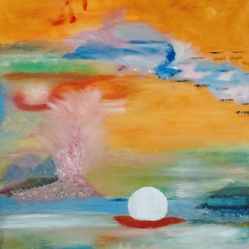 Painting titled "Quand le ciel flamb…" by Maryline Payssé, Original Artwork