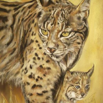 Pintura intitulada "lynx-pastel-card-60…" por Marylise Froehly, Obras de arte originais, Pastel