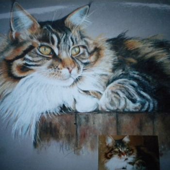 Painting titled "maincoon-100x80-pas…" by Marylise Froehly, Original Artwork