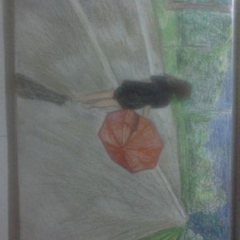 Σχέδιο με τίτλο "Girl with umbrella" από Marya97, Αυθεντικά έργα τέχνης, Άλλος