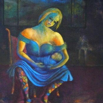 「YOUNG MOTHER - JEUN…」というタイトルの絵画 Mary Lozanoによって, オリジナルのアートワーク
