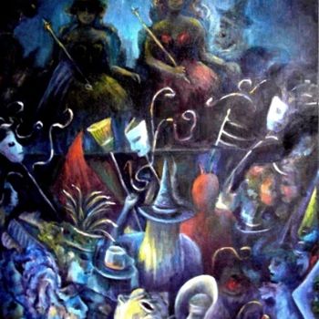 Peinture intitulée "CARNAVAL SAIGNANT -…" par Mary Lozano, Œuvre d'art originale, Encre