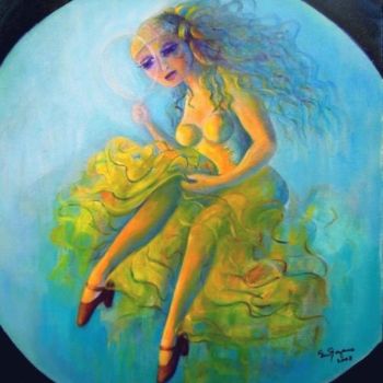 Painting titled "GITANNE AVEC LOUPE" by Mary Lozano, Original Artwork, Oil