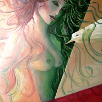 Painting titled "FLYING DREAM" by Mary Lozano, Original Artwork, Oil