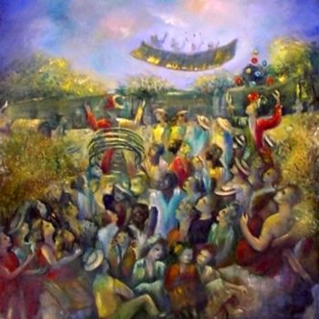 Pintura intitulada "FLYING CARPET" por Mary Lozano, Obras de arte originais, Outro