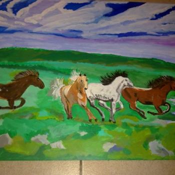 Pintura titulada "caballos corriendo" por Marianadolores, Obra de arte original