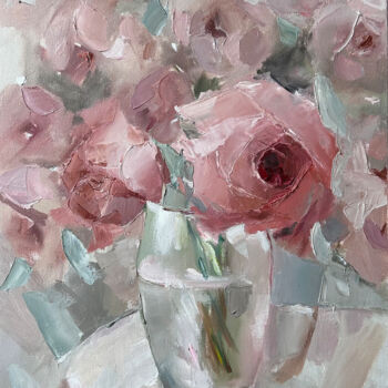 Ζωγραφική με τίτλο "Roses — floral, flo…" από Maryna Hryhorenko, Αυθεντικά έργα τέχνης, Λάδι Τοποθετήθηκε στο Ξύλινο φορείο…