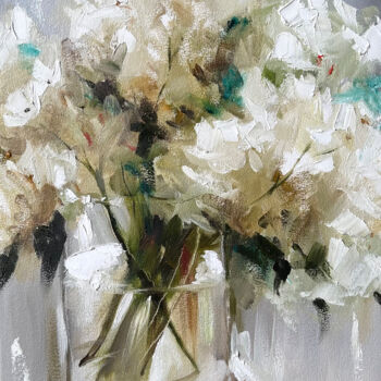 Peinture intitulée "White bouquet — flo…" par Maryna Hryhorenko, Œuvre d'art originale, Huile Monté sur Châssis en bois