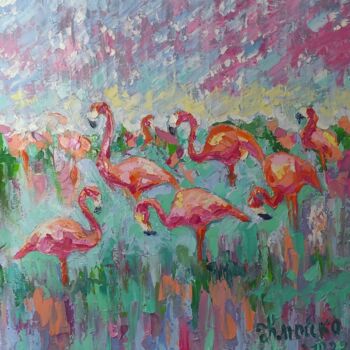 Painting titled "Pink dream" by Maryna Kliuiko, Original Artwork, Oil Mounted on Wood Panel
