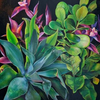 Painting titled "Green 1" by Maryna Muratova, Original Artwork, Oil