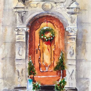 Painting titled "X-mas is coming" by Maryna Rudenko, Original Artwork, Watercolor