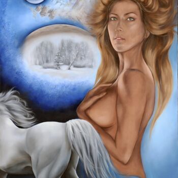 Картина под названием "Blu" - Maryna Sakalouskaya, Подлинное произведение искусства, Масло
