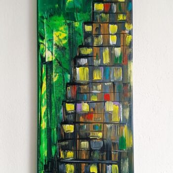 Painting titled "The city never slee…" by Maryna Trapp, Original Artwork, Oil