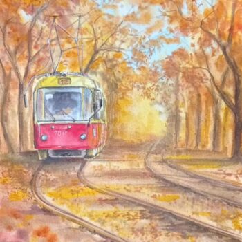 Painting titled "Autumn memories" by Maryna Voitenko, Original Artwork, Watercolor