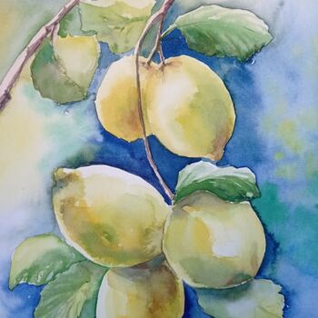 Painting titled "Yellow" by Maryna Voitenko, Original Artwork, Watercolor
