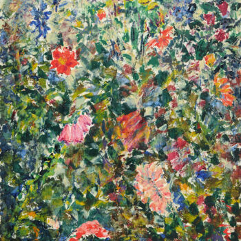 Painting titled "Flourishing garden" by Maryna Weber, Original Artwork, Oil