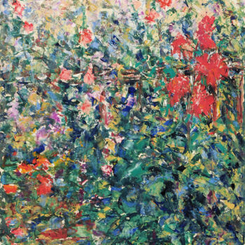 Painting titled "Flourishing garden" by Maryna Weber, Original Artwork, Oil