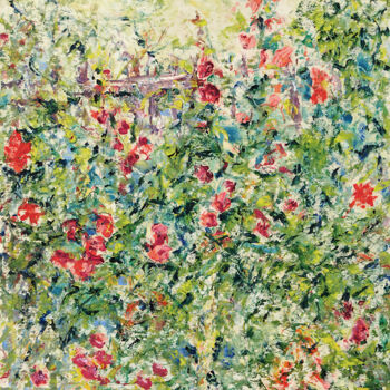 Painting titled "Flourishing garden" by Maryna Weber, Original Artwork, Oil