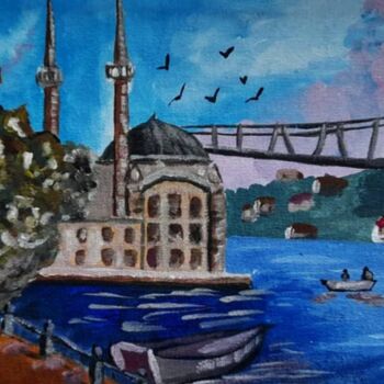 Painting titled "Istanbul Ortakoy Mo…" by Maryna Yasar, Original Artwork, Acrylic
