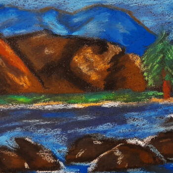 Dessin intitulée "Colorado mountains…" par Maryna Yasar, Œuvre d'art originale, Pastel